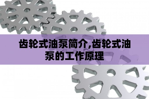 齒輪式油九游體育泵簡介齒輪式油泵的工作原理
